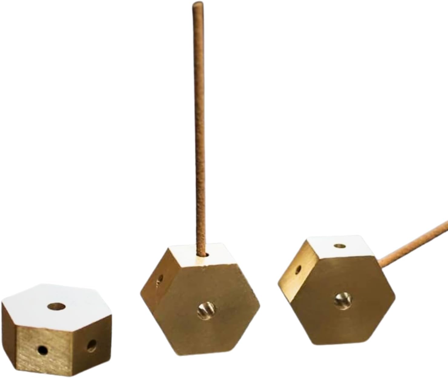 GRASSCALM 真鍮製 六角形 お香立て 単品/2個/3個セット 縦横置き 安定感 シ…