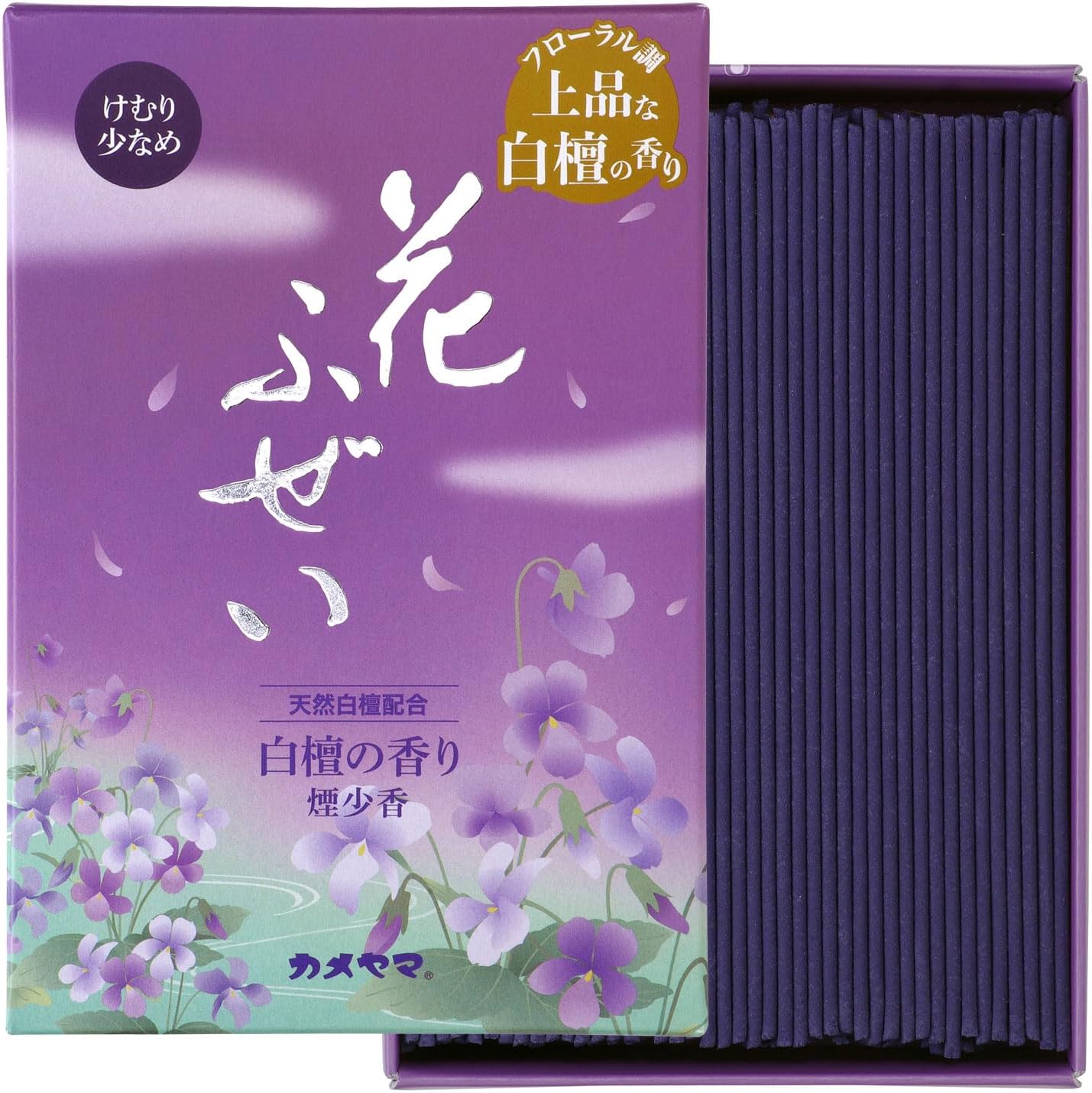 カメヤマ 花ふぜい 紫 煙少香 徳用大型 約220g 約500本 白檀の香り お線香 お香…