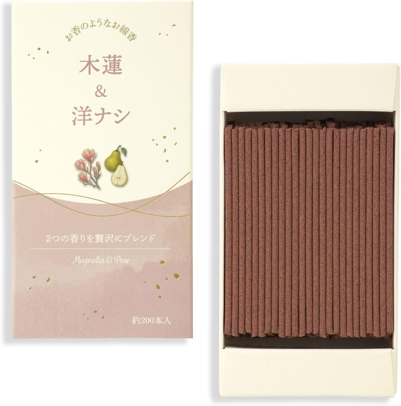 カメヤマ お香のようなお線香 木蓮&洋ナシ 約50g 約200本 煙少ない