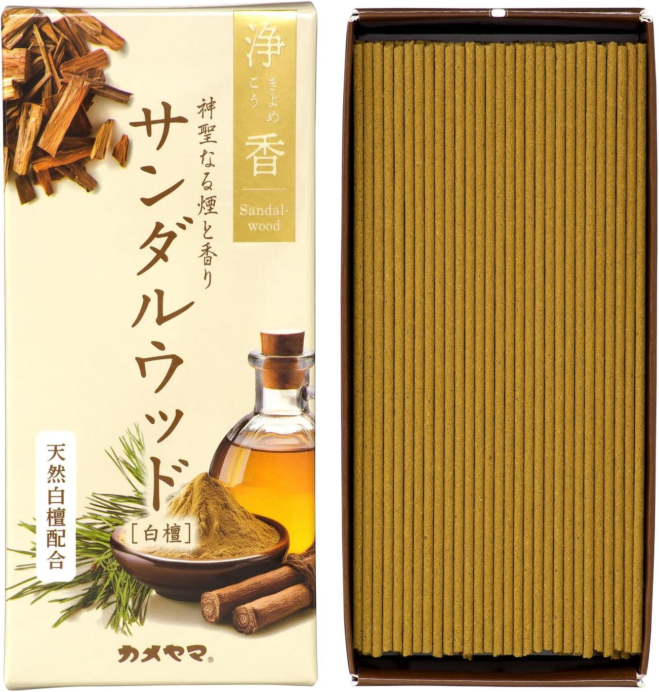 カメヤマ 浄香 サンダルウッド 約70g 約170本 お香 浄化 リラックス リフレッシュ